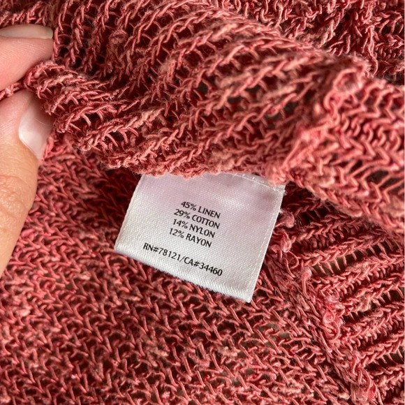 Eileen Fisher High Low Linen Blend Pink Sweater‎ - Picture 4 of 6